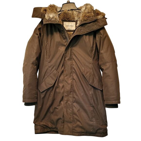 Aritzia Babaton Oskar Parka Olive Green Faux Fur Size XL Heavyweight EUC - Picture 1 of 16